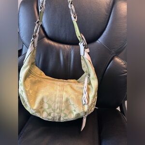 vintage coach monogram lime coach bag